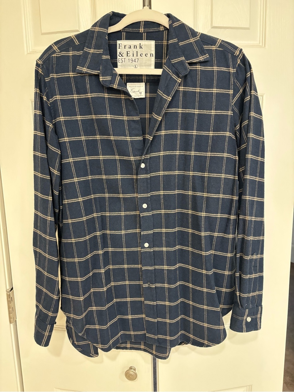 Frank & Eileen Women’s Navy Plaid Button-Down Flannel Shirt